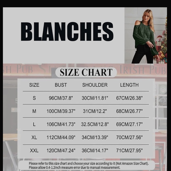 NWOT Blanches Sequin Top Long Sleeve Crew Tunic open shoulder Top - Picture 7 of 13